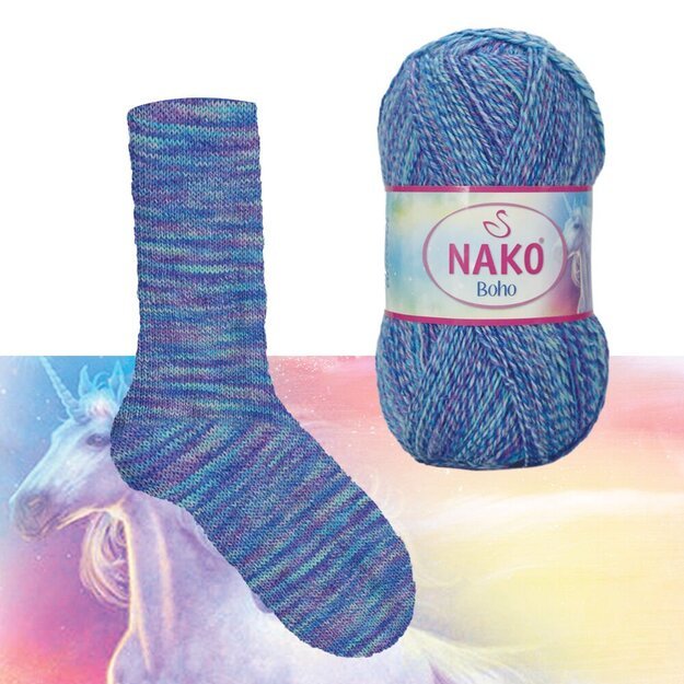 BOHO Nako- 75% wool, 25% polyamid, 100gr/ 400m, Nr 87724