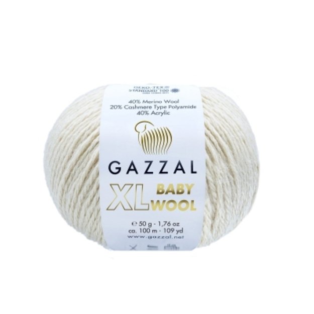 BABY WOOL XL Gazzal - 40% Acrylic,  20% Cashmere PA , 40% Lana Merino, 50 gr/ 100m, Nr 829