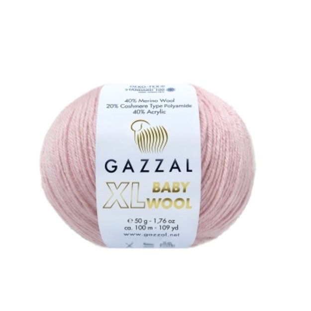 BABY WOOL XL Gazzal - 40% Acrylic,  20% Cashmere PA , 40% Lana Merino, 50 gr/ 100m, Nr 836