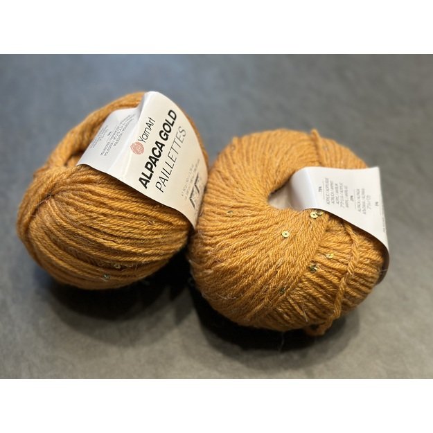 ALPACA GOLD PAILLETTES- 20% Alpaca, 75% Acrylic, 5% Polyester, 50 gr/ 180 m, Nr 9311