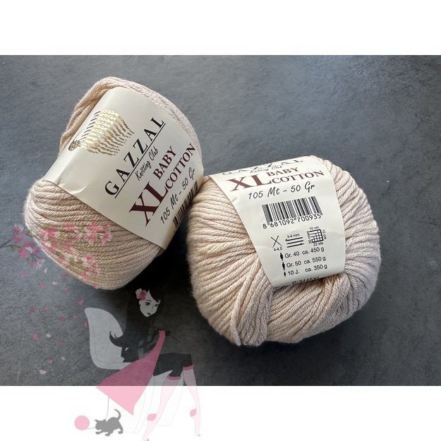 BABY COTTON XL Gazzal- 50% Cotton (medvilnė), 50% Acrylic (akrilas), 50 gr / 105 m, Nr 3445 1