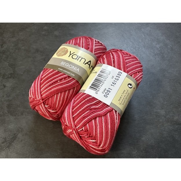 BEGONIA YarnArt-100% cotton mercerized, 50gr/ 169m, Nr 0091 1