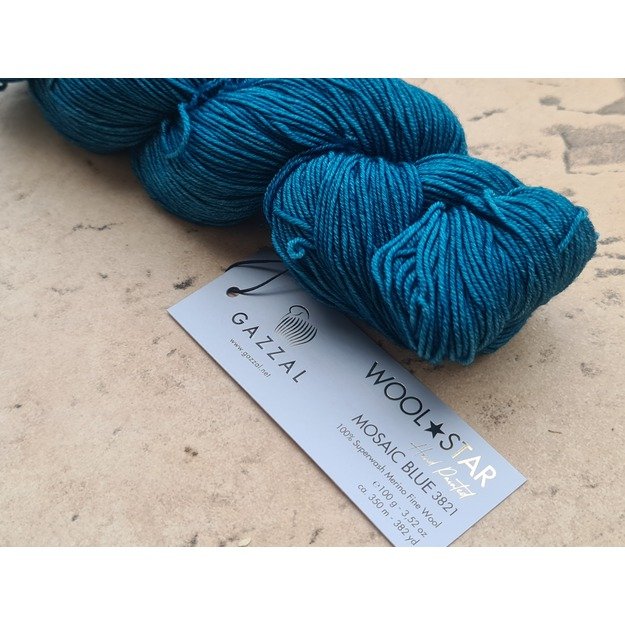 WOOL STAR Gazzal- 100% Superwash Merino Fine Wool, 100 gr/ 350m, Nr 3821