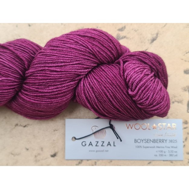 WOOL STAR Gazzal- 100% Superwash Merino Fine Wool, 100 gr/ 350m, Nr 3825