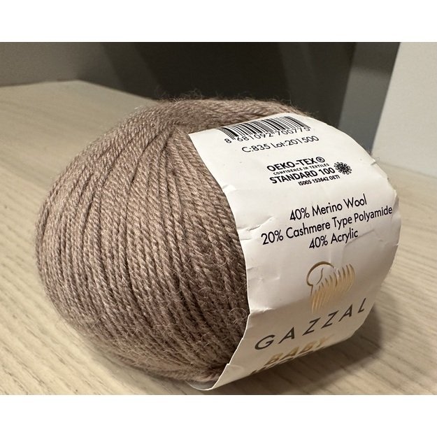 BABY WOOL Gazzal- 40% acrylic, 20% cashmere PA, 40% lana merino, 50gr/ 175m, Nr 835