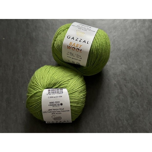 BABY WOOL Gazzal- 40% acrylic, 20% cashmere PA, 40% lana merino, 50gr/ 175m, Nr 838