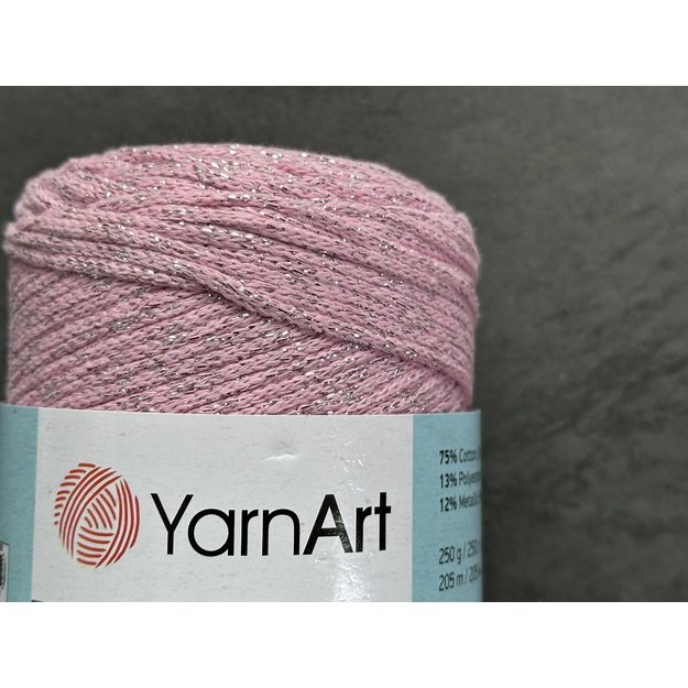 MACRAME COTTON LUREX Yarn Art- 75% cotton, 13% polyester, 12% metalic polyester, 250gr/ 205m. Nr 732