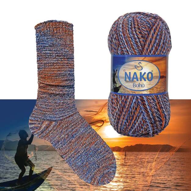 BOHO Nako- 75% wool, 25% polyamid, 100gr/ 400m, Nr 87718