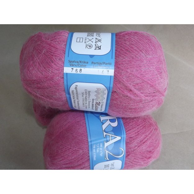 Angora2- 50% Mohair (moheris), 30% Acrylic ( akrilanas), 20% Virgin wool (jauna vilna), 100gr/ 750m, Nr 768