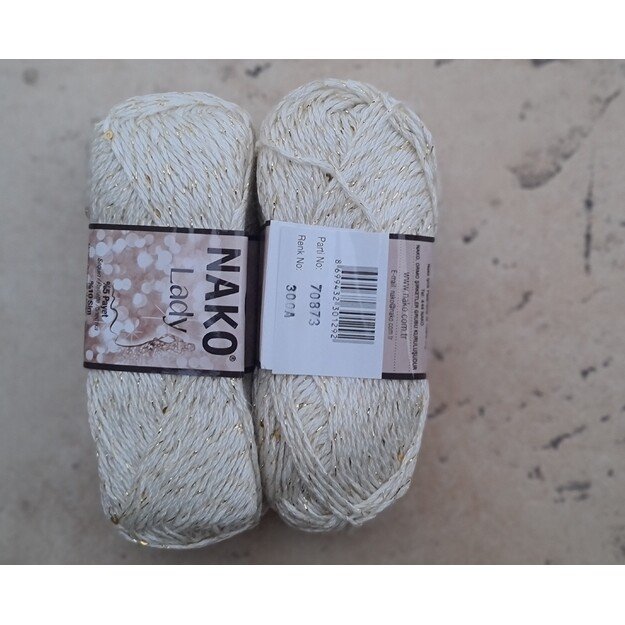 LADY Nako- 5% Paillette, 10% Metallic polyester, 75% Premium akrilik, 50gr/ 150m, Nr 300A