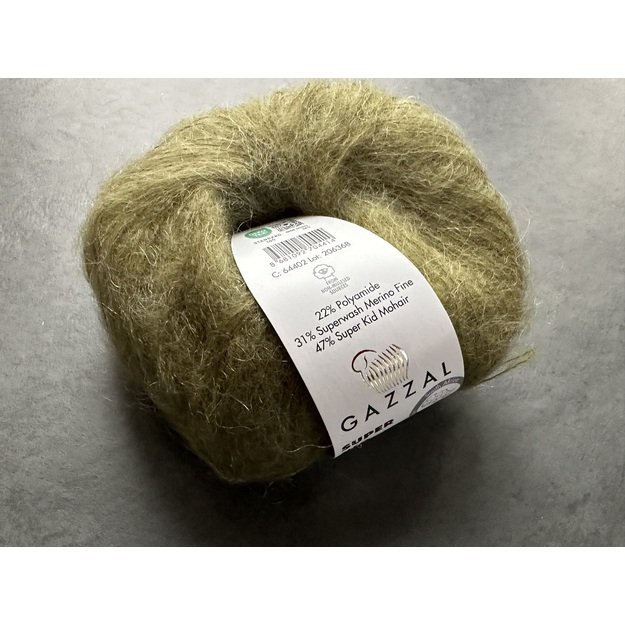 SUPER KID MOHAIR Gazzal- 22% polyamide, 31% superwash Merino fine, 47% super kid mohair, 25gr/ 237m, Nr 64402