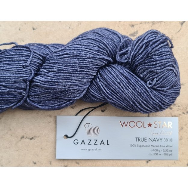 WOOL STAR Gazzal- 100% Superwash Merino Fine Wool, 100 gr/ 350m, Nr 3818